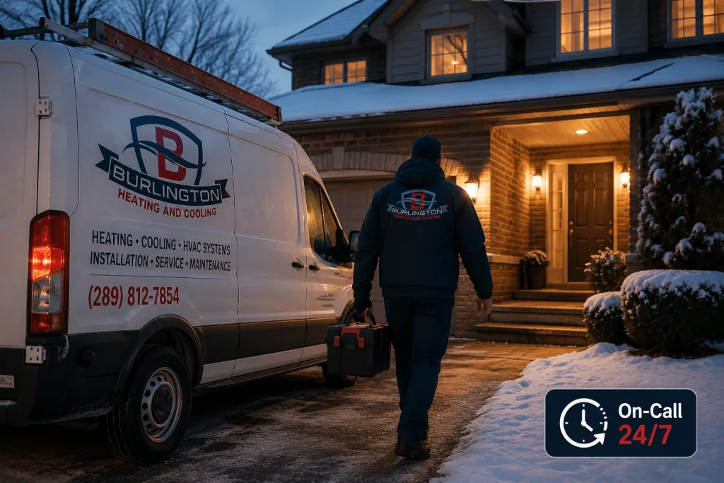 Fully stocked HVAC service truck with furnace repair parts and tools 