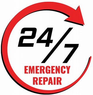 24/7 emergency repair service logo.