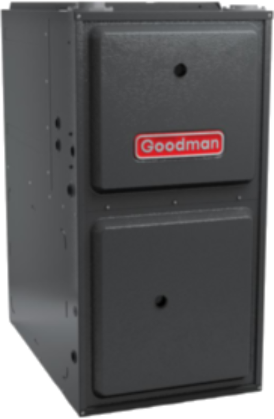 image Goodman furnace unit with logo visible.